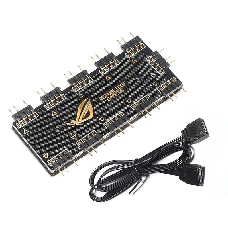 10-Channel RGB Hub 12V 4Pin AURA Synchronous Motherboard RGB Fan Hub with 10 Ports 10-Channel RGB Hub 12V 4Pin AURA Synchronous Motherboard RGB Fan Hub with 10 Ports